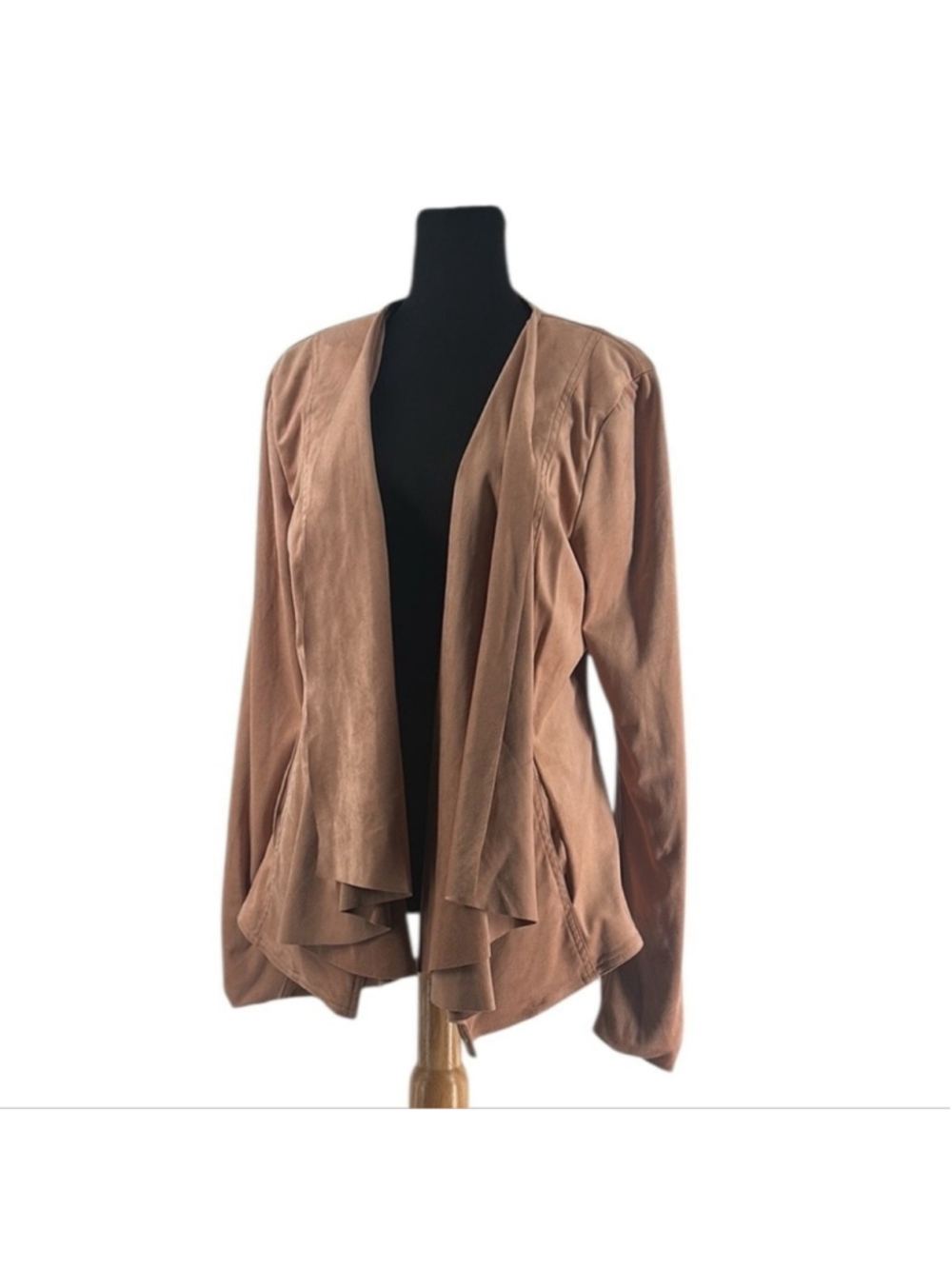 Anthropologie Hutch Peach Faux Suede Draped Open Jacket Size XL - Picture 3 of 9